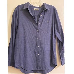 LL Bean Plus Size 20 Blouse, Navy & White